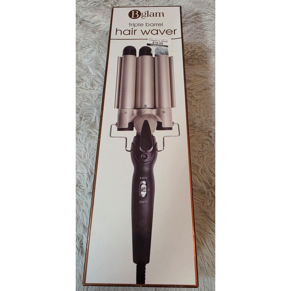 Bglam Triple Barrel Hair Waver 1 Inch Ceramic Beach Waves Curling Iron New Box